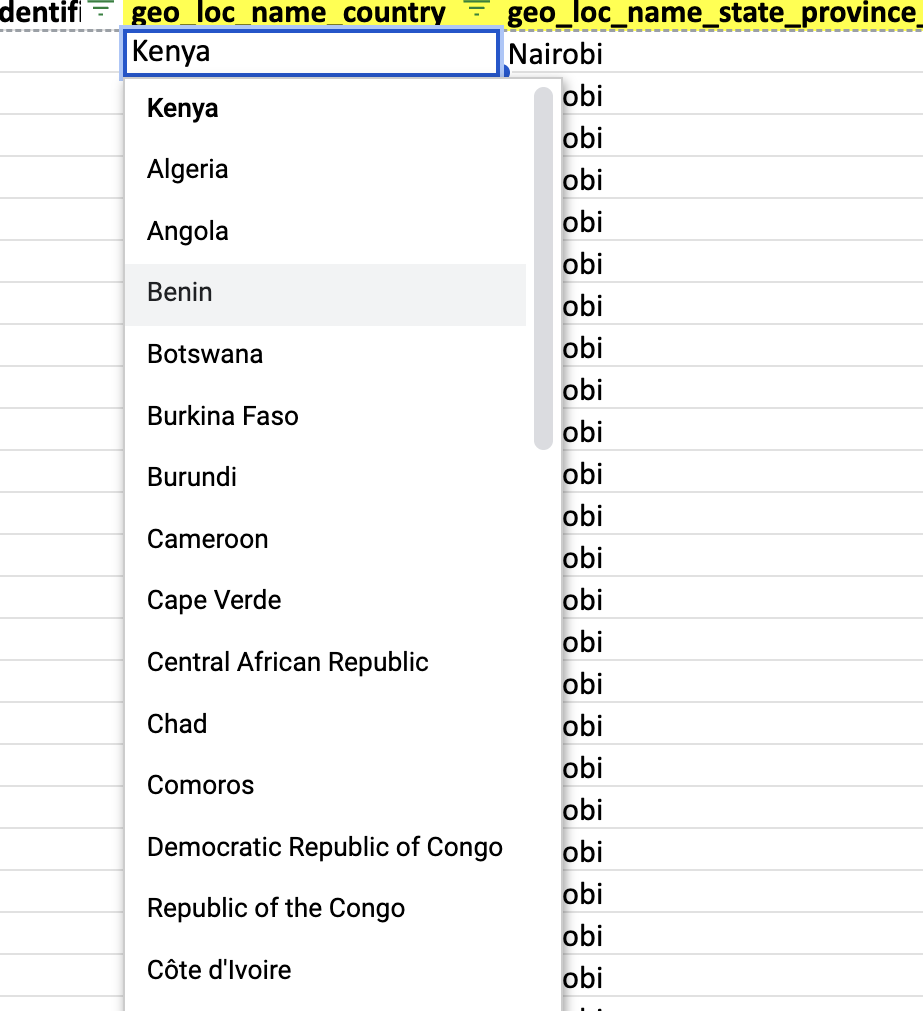 Dropdown field example