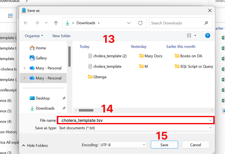 Notepad Save As dialog